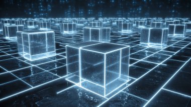 Parlak çizgileri olan dijital veri ağı