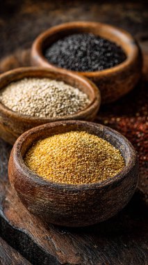 Kırsal arka planda farklı tahıl türleri.