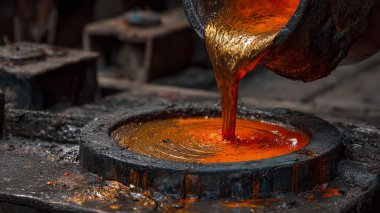 Metal üretiminde erimiş demir üretimi süreci.