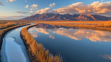 Dağlardaki güzel göl manzarası