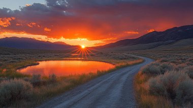 Gölün üzerinde gün batımı