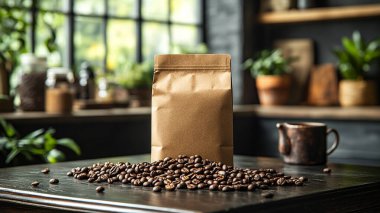 Lezzetli kahve çekirdekleri ve kahve çekirdekleri.