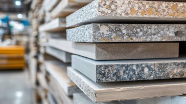 Yeni mermer kiremitler yığını