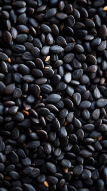 Siyah tohumların arkaplanı, kapat.