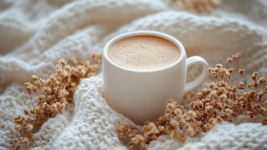 Kahve, eşarp ve örgü eşarp.