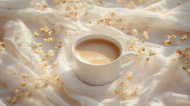 Masanın üzerinde bir fincan kahve.