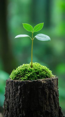 Ormandaki yeşil bitki.