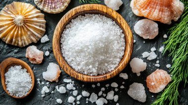 Deniz tuzu pişirmek için bileşim, üst görünüm