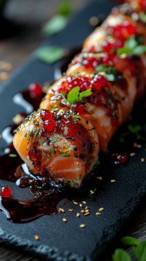 Ahşap masada ızgara somon bifteği. sağlıklı diyet yemekleri