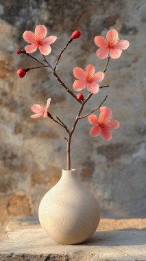 Vazodaki pembe çiçekler.