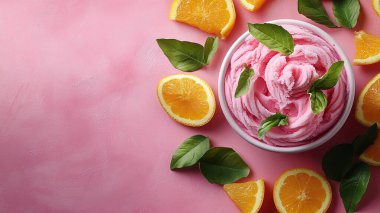 Naneli pembe dondurma.