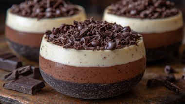 chocolate and vanilla mousse with coconut