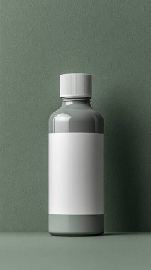 Boş etiketli beyaz bir şişenin 3 boyutlu görüntüsü