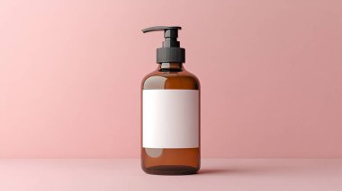 Bej arka planda boş bir kozmetik şişesi. 3d illüstrasyon