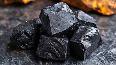 Karanlık bir arka planda siyah kömür. yakın - yakın görünüm