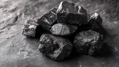 Siyah arkaplanda kömür yığını