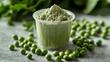 Yeşil çay, kibrit tozu ve siyah arka planda taze yeşil yaprak.