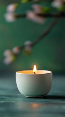 bulanık arkaplanda vazodaki mum