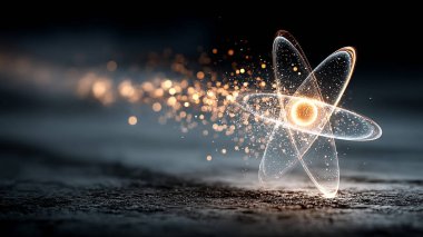 Parlayan parçacıklar ve çizgilerle soyut teknoloji arkaplanı