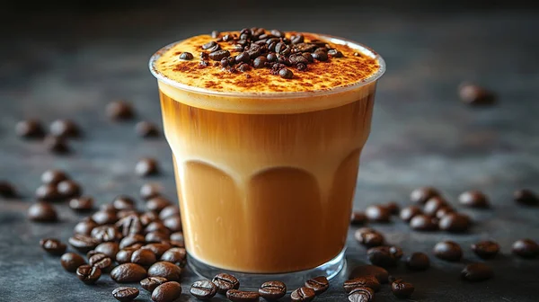 Masada lezzetli bir kapuçino var.