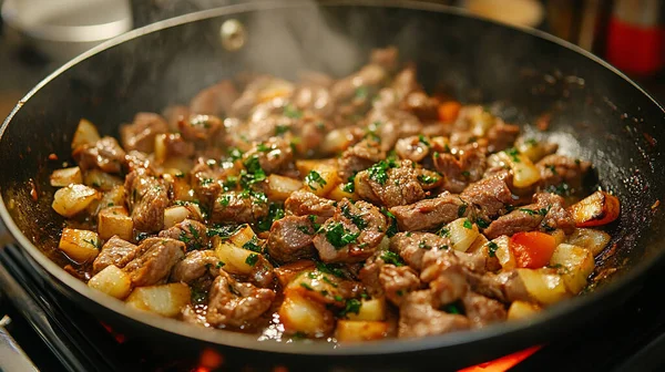 Patates ve etli biftek yahnisi.