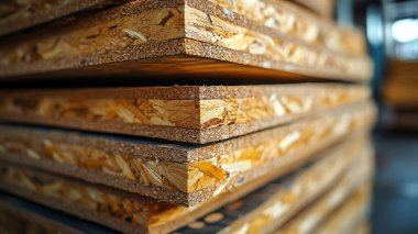 Fabrikada kereste yığını.