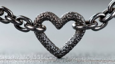 Siyah arka planda zincir ve kalp. aşk konsepti