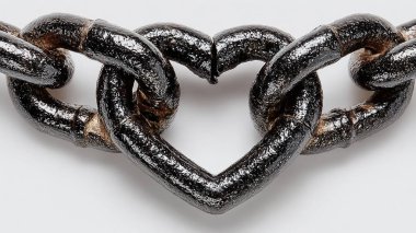 Beyaz arka planda metal bir kalp..