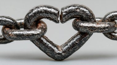 Beyaz zemin üzerinde metal zincir