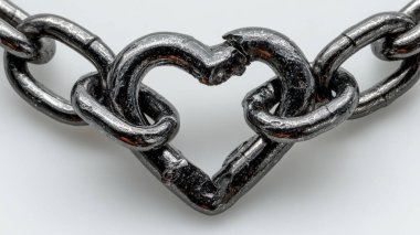 Metal kalp şeklinde metal kalp zinciri..