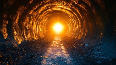 Yukarıdan gelen ışık ile tünel