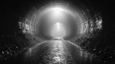 Karanlık arkaplanı olan bir ışık tüneli