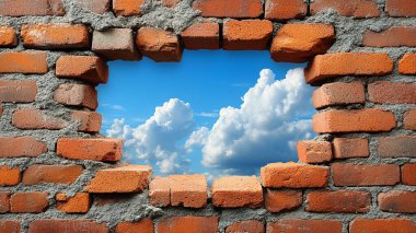 tuğla duvar ve mavi gökyüzü