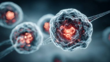 Renk arkaplanındaki bakterilerin dijital illüstrasyonu