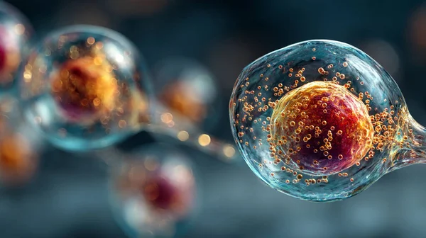 Karanlık bir odada, molekülleri ve DNA yapısı olan bir virüsün 3 boyutlu çizimi..