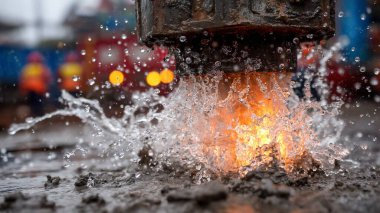 Turuncu çeşmeli su.