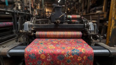 renkli dikiş ipliği ve dikiş makinesi