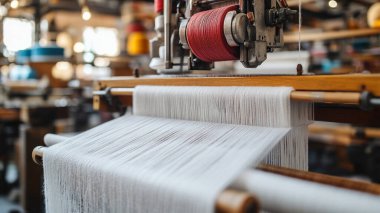 yakın - dikiş makinesindeki ipliklerin ve iğnenin görünümü