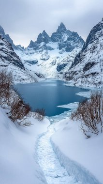 Dağlarda güzel bir göl manzarası