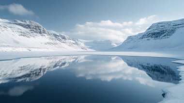 Kar ve dağlarla kaplı kış manzarası