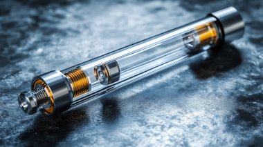 Siyah arka planda sigara. Elektronik cihaz. vape aygıtı.