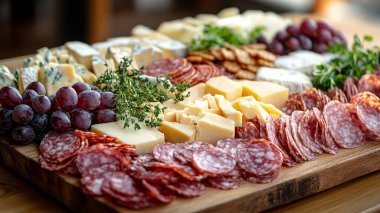 Ahşap tahta üzerinde çeşitli peynir