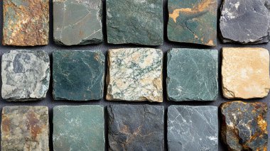 Farklı doğal mermer taşlar seti, mermer dokular arka plan, taş zemin