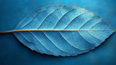 Bahçede güzel mavi bir yaprak, doğal arka plan, makro manzara.