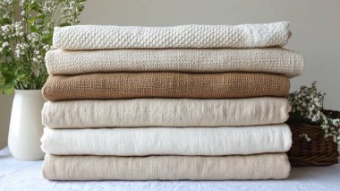 Ahşap zeminde farklı yastıklar yığını