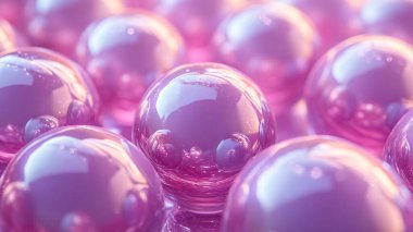 Renkli cam toplarla soyut bir arka plan. 3D görüntüleme, 3D resimleme.