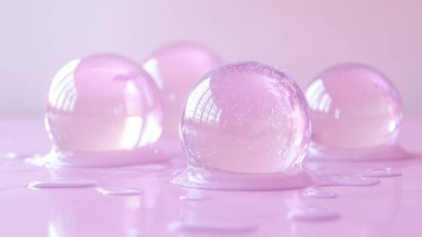 Pembe arka planı olan pembe sabun köpükleri