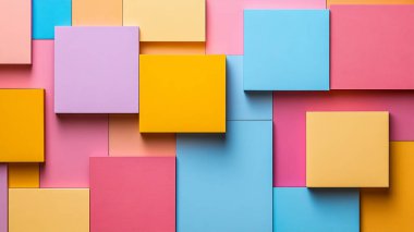 Sarı zemin üzerinde renkli kağıt, düz uzanmış