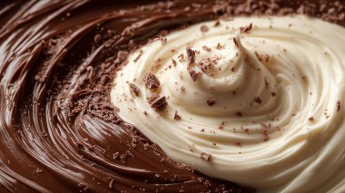Çikolatalı krema beyaz tabakta.