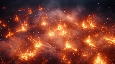 Gökyüzünde yanan ateş. 3d oluşturma